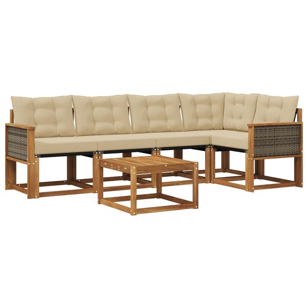 vidaXL Ensemble de canapés d'extérieur 6 pc Naturel et Beige