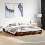 vidaXL Cadre de lit avec lumières LED chêne fumé 180x200 cm