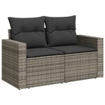 vidaXL Salon de jardin 8 Pièces avec coussins gris résine tressée