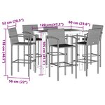 vidaXL Ensemble de bar de jardin 7 Pièces gris bois massif acacia rotin