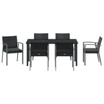 vidaXL Ensemble de salle à manger de jardin 7 pièces avec coussins en polyrotin noir
