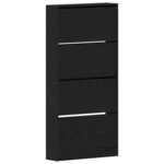 vidaXL Armoire à chaussures avec porte Chêne noir 80 x 21 x 163.5 cm