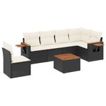 vidaXL Salon de jardin 7 Pièces avec coussins noir résine tressée