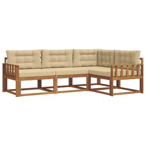 vidaXL Ensemble de canapés d'extérieur 4 Pièces Naturel et Beige