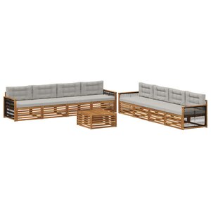 vidaXL Ensemble de canapés d'extérieur 9 pc Naturel et gris clair