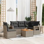 vidaXL Salon de jardin 6 Pièces avec coussins gris résine tressée