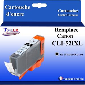 T3AZUR - Cartouche compatibles avec Canon CLI521 CLI-521 XL pour Canon Pixma MP620 MP630 MP640 MP980 MP990 MX860 MX870 - Photo Noire