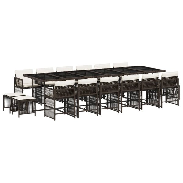 vidaXL Ensemble à manger de jardin et coussins 17 Pièces marron rotin