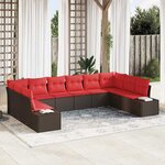 vidaXL Ensemble de canapé de jardin 10 Pièces Marron et rouge