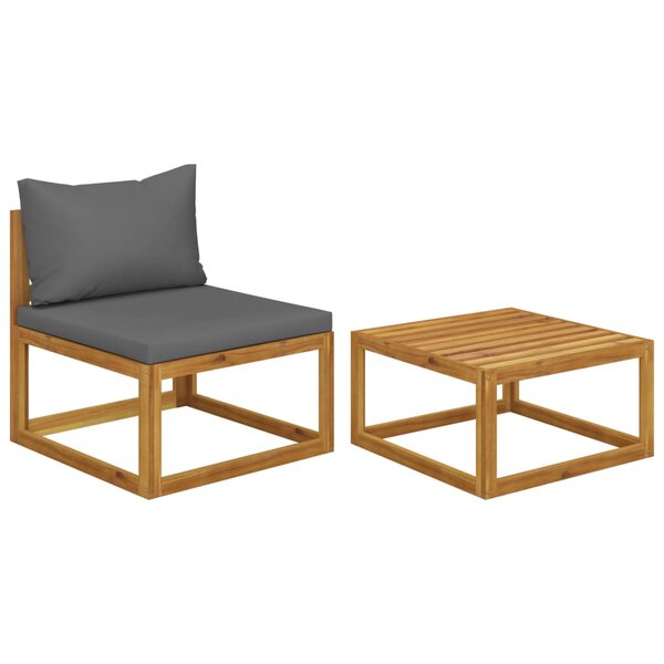 vidaXL Salon de jardin 2 Pièces avec coussin Bois d'acacia solide