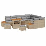 vidaXL Ensemble de canapé de jardin 12 Pièces Beige Poly rotin