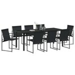 vidaXL Ensemble de salle à manger pour jardin 9 Pièces Noir