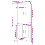 vidaXL Buffet haut Sonoma gris 69 5x34x180 cm Bois d'ingénierie