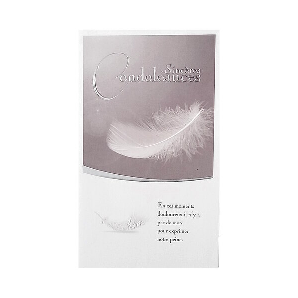 Carte De Voeux - Condoléances - Sincères Condoléances - Plume