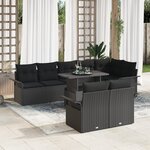 vidaXL Ensemble de Canapés de Jardin 9 Pièces avec Coussins Noir Poly Rattan
