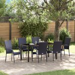 vidaXL Ensemble de salle à manger de jardin 7 pièces en rattan poly noir