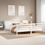vidaXL Lit bibliothèque sans matelas blanc 200x200 cm bois pin massif