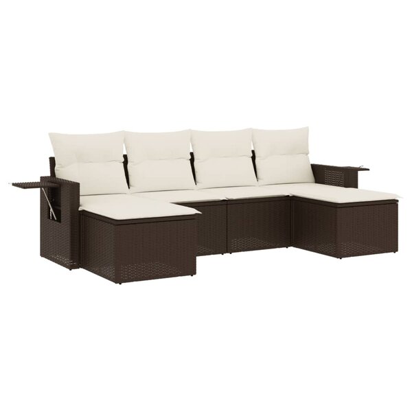 vidaXL Salon de jardin avec coussins 6 Pièces marron résine tressée