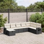 vidaXL Salon de jardin 8 Pièces avec coussins noir résine tressée