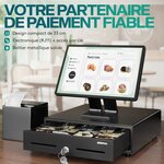 ACROPAQ Tiroir Caisse 34x33x10 cm- Compatible avec Caisse Enregistreuse RJ11 8 compartiments Monnaie & 4 billets Métal Robuste