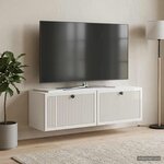 vidaXL Meuble TV mural Montage mural Blanc brillant 98 x 31 x 30 cm