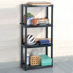 vidaXL Étagère de rangement à 4 niveaux Noir 61x30 5x130 cm Plastique