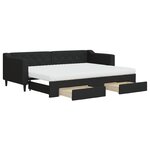 vidaXL Lit de jour avec gigogne et tiroirs noir 80x200 cm tissu