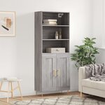 vidaXL Buffet haut Sonoma gris 69 5x34x180 cm Bois d'ingénierie