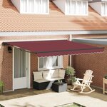 vidaXL Auvent Rétractable Rouge bordeaux 400x300 cm tissu