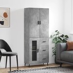 vidaXL Buffet haut Gris béton 69 5x34x180 cm Bois d'ingénierie