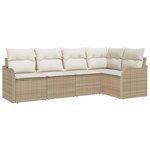 vidaXL Ensemble de canapé de jardin 5 Pièces Beige Poly rotin