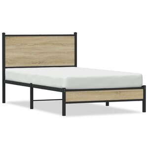 vidaXL Cadre de lit en métal sans matelas chêne sonoma 107x203 cm