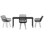 vidaXL Ensemble de salle à manger pour jardin 5 Pièces Noir Poly rotin