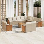 vidaXL Salon de jardin avec coussins 14 Pièces beige résine tressée