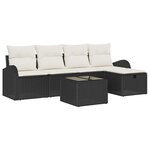 vidaXL Ensemble de canapé de jardin avec coussin 6 Pièces Noir et crème