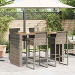 vidaXL Ensemble de bar de jardin 5 Pièces sans coussins gris poly rotin