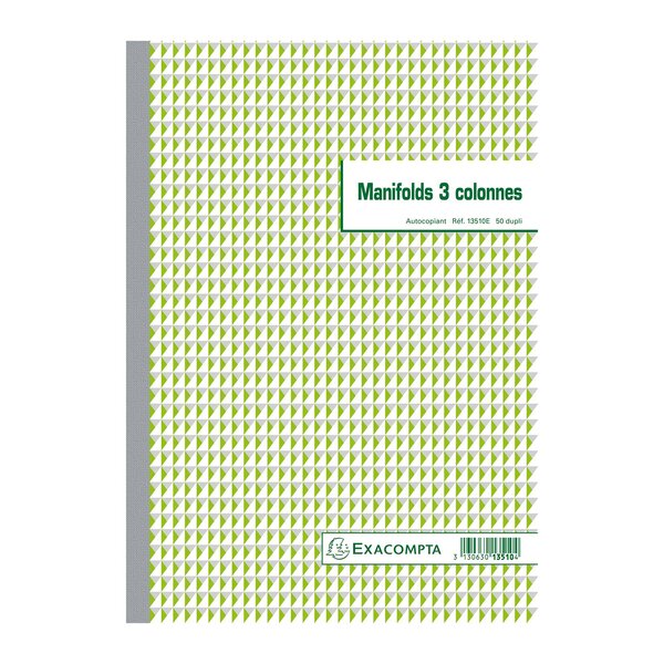 Manifold 3 Colonnes 29 7x21cm 50 Feuillets Dupli Autocopiants - Motif - X 5 - Exacompta