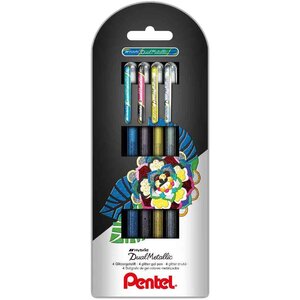Stylo roller à encre gel hybrid 'dual pen'  étui de 4 pentel
