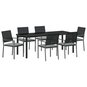 vidaXL Ensemble de salle à manger pour jardin 7 Pièces Noir et Gris Clair