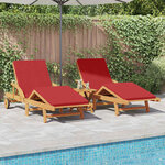 vidaXL Transat 2 Pièces Rouge 200 x 67 x 84cm Bois d'acacia massif
