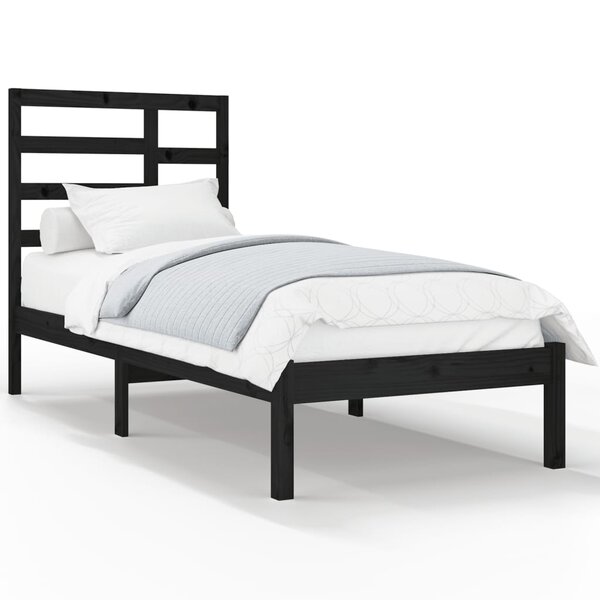 vidaXL Cadre de lit sans matelas noir bois massif 100x200 cm