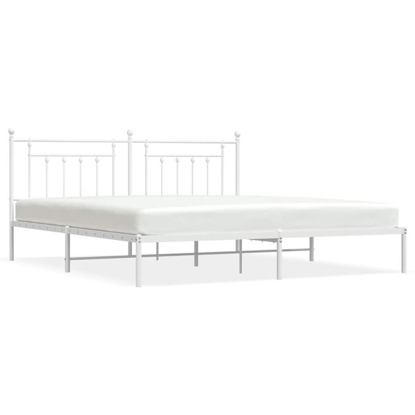 vidaXL Cadre de lit métal sans matelas et tête de lit blanc 200x200 cm