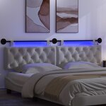 vidaXL Tête de lit suspendue Avec lumière LED Blanc Tissu