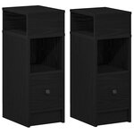 vidaXL Tables de chevet 2 Pièces avec tiroir noir 25x31x66 cm