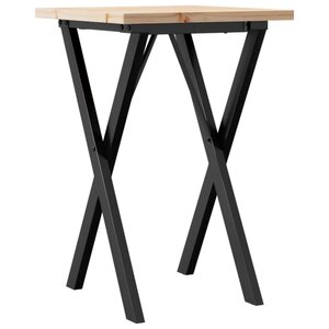 vidaXL Table à manger cadre en X 50x50x75 5cm bois de pin massif acier