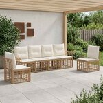 vidaXL Ensemble de canapés d'extérieur 6 Pièces Blanc Naturel et Crème