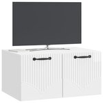 vidaXL Meuble TV mural Montage mural Blanc brillant 59 5 x 41 x 30 cm