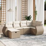 vidaXL Salon de jardin avec coussins 6 Pièces beige résine tressée