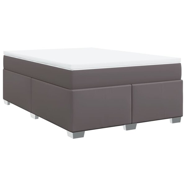 vidaXL Sommier à lattes de lit avec matelas Gris 140x200 cm Similicuir