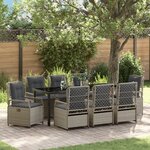 vidaXL Ensemble de Salle à Manger de Jardin 9 Pièces Gris Clair en Rattan Poly